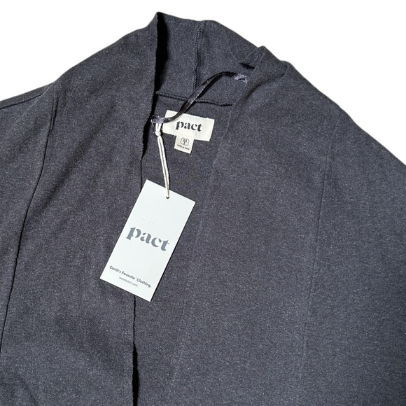 Pact Airplane Organic Cotton Long-Line Cardigan Grey Women’s XS NWT - Picture 9 of 9